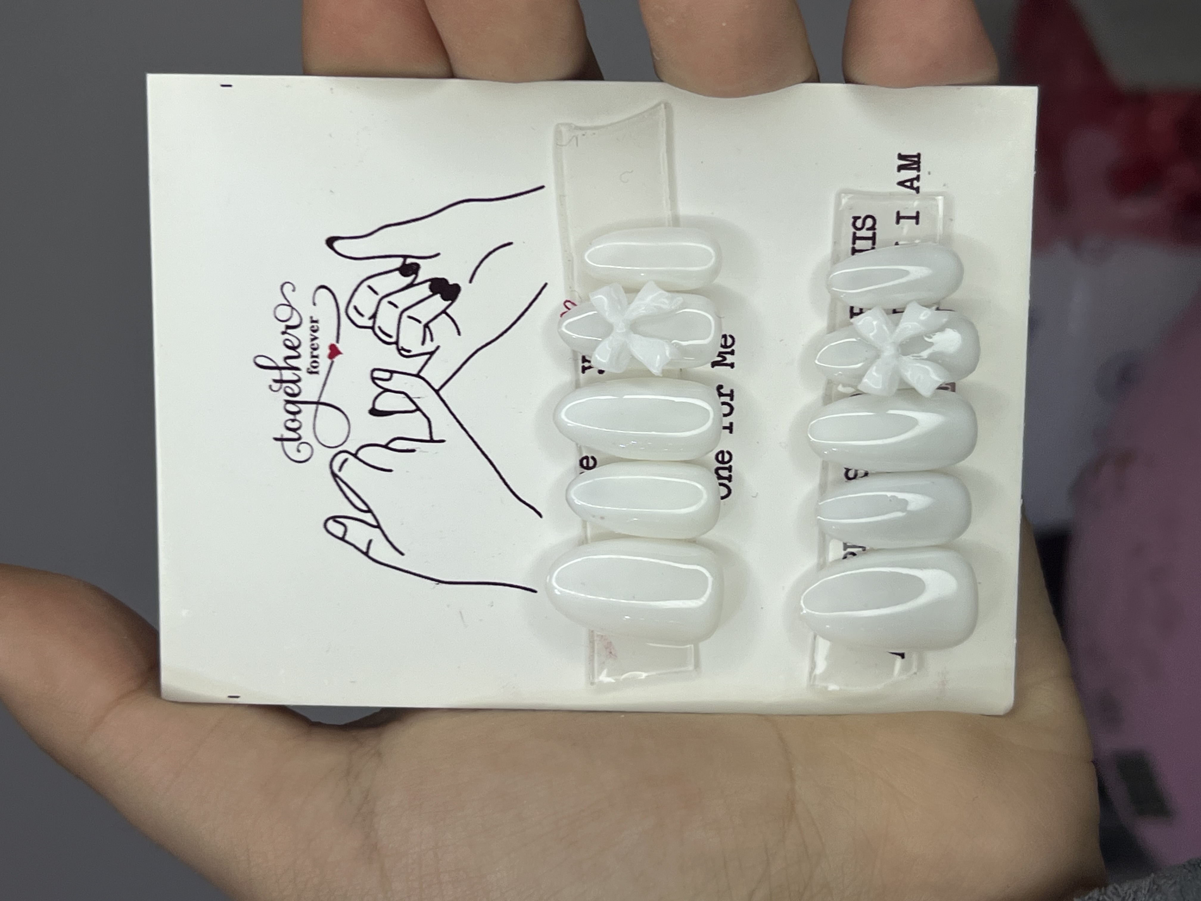 Milky white pertty nails with simple add🤍🎀